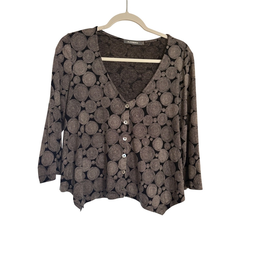ALEMBIKA Asymmetrical Spot Cropped Cardigan Size 3 US 10-12